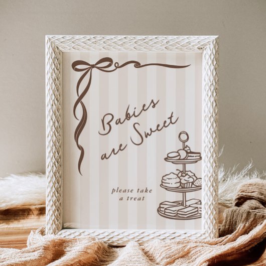 Baby's zijn schattig Bebe Cafe Bruine Strik Handge Poster