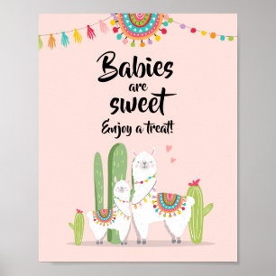 Baby's zijn Schattige Fiesta Lama Baby Shower Bord Poster