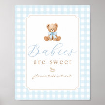 Baby's zijn schattige teddybeer Blauw geruit