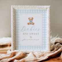 Baby's zijn schattige teddybeer Blauw geruit