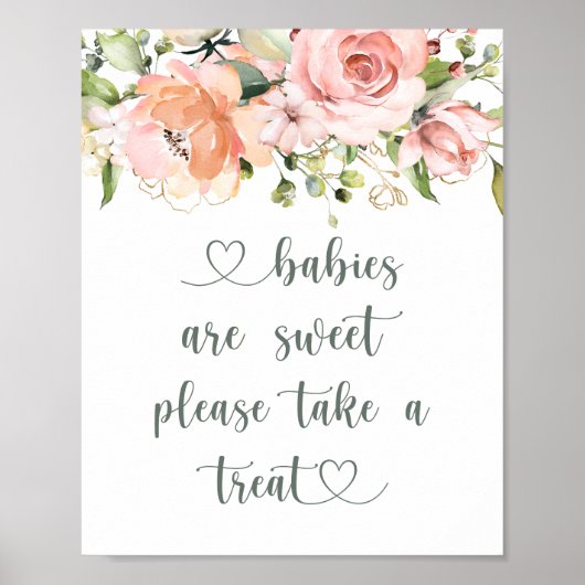 Baby's zijn Sweet Baby shower Floral Greenery Poster (Voorkant)