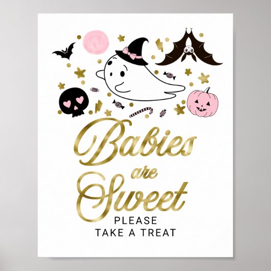 Baby's zijn Sweet Halloween Baby shower Sign Poster (Voorkant)