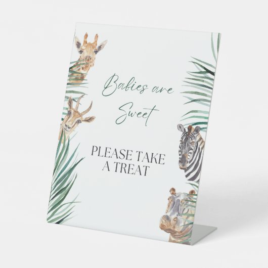 Baby's zijn Sweet Oh Boy Safari Oerwoud Baby showe Reclamebord Met Voetstuk (Voorkant)