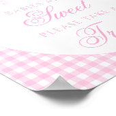 Baby's zijn Sweet Pink Bow Ginham Baby shower Sign Poster (Hoek)