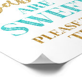 Baby's zijn Sweet Sign Gold Blue Confetti Poster (Hoek)