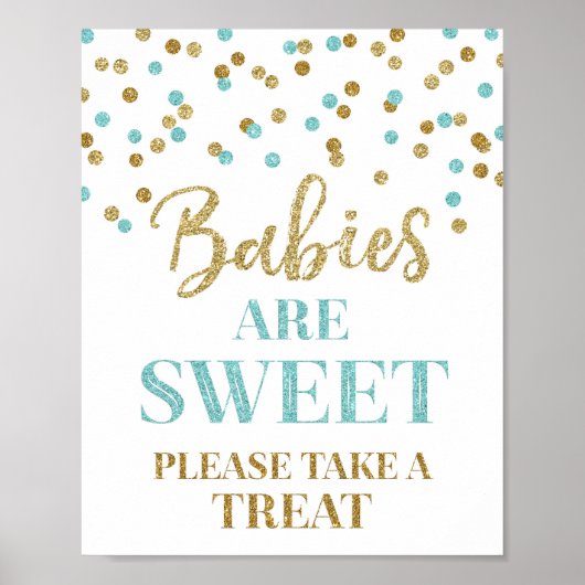 Baby's zijn Sweet Sign Gold Blue Confetti Poster (Voorkant)