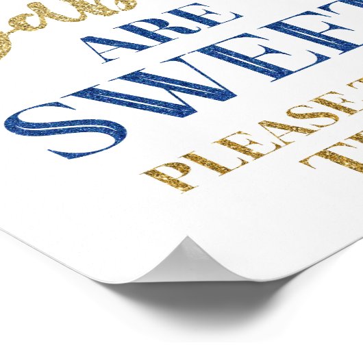 Baby's zijn Sweet Sign Gold Donk Blue Confetti Poster (Hoek)