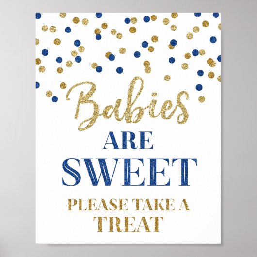 Baby's zijn Sweet Sign Gold Donk Blue Confetti Poster (Voorkant)