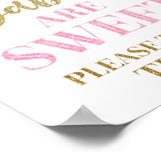 Baby's zijn Sweet Sign Gold Pink Confetti Poster (Hoek)