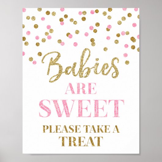 Baby's zijn Sweet Sign Gold Pink Confetti Poster (Voorkant)