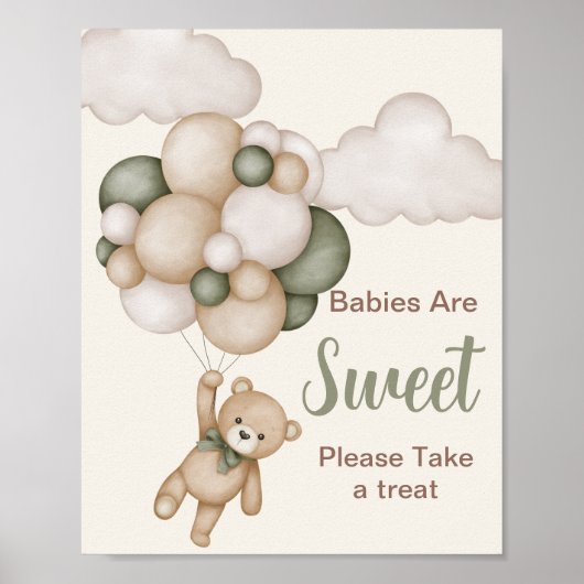 Baby's zijn Sweet Teddy Bear Boy ballonnen baby sh Poster (Voorkant)