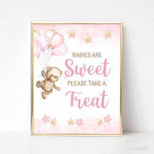 Baby's zijn Sweet Treat Sign Pink Teddy Bear Theme