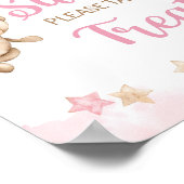 Baby's zijn Sweet Treat Sign Pink Teddy Bear Theme Poster (Hoek)