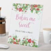 Baby's zijn zoet | Aardbei-Baby shower Reclamebord Met Voetstuk (Insitu)