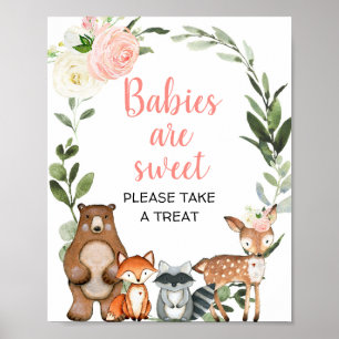 Baby's zijn zoet en nemen een traktatie-boor-teken poster