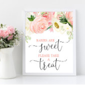 Baby's zijn zoet en nemen roze goudbloem. poster