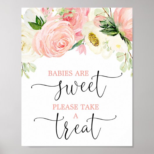 Baby's zijn zoet en nemen roze goudbloem. poster (Voorkant)