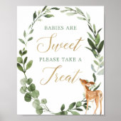 Baby's zijn zoet Herten groen goud baby shower Poster (Voorkant)