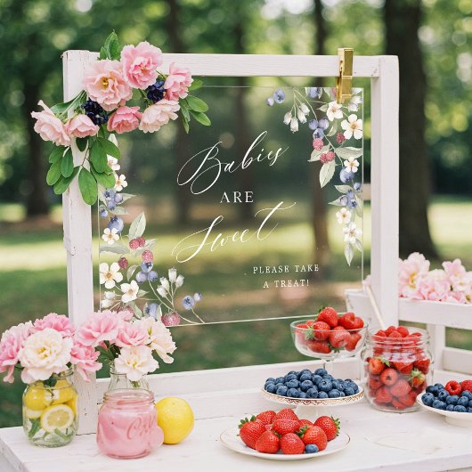 Baby's zijn zoet Neem een traktatie bessen & bloem Acryl Bord