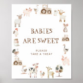 Baby's zijn zoet, neem een traktatie boerderijdier poster (Voorkant)