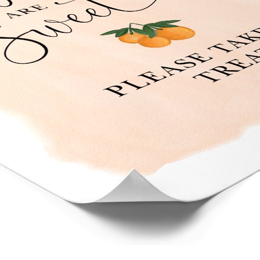 Baby's zijn zoet Neem een traktatie Oranje Citrus  Poster (Hoek)