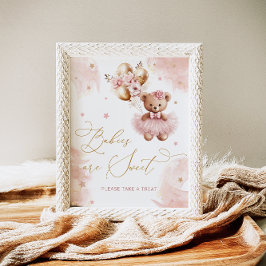 Baby's zijn zoet, neem een traktatie teddybeer poster