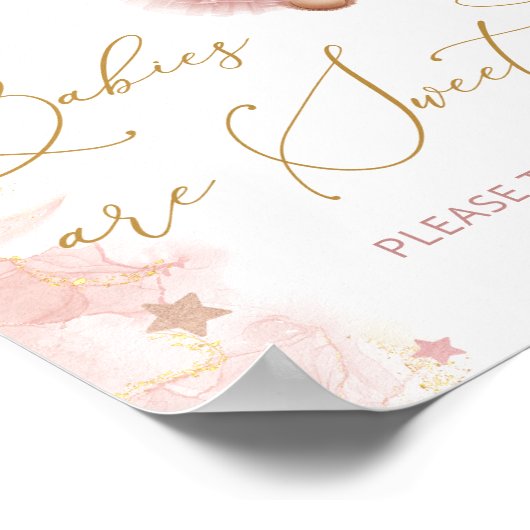 Baby's zijn zoet, neem een traktatie teddybeer poster (Hoek)