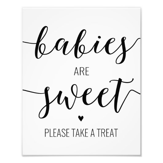 Baby's zijn zoet Neem een Treat Baby shower Teken Foto Afdruk (Voorkant)