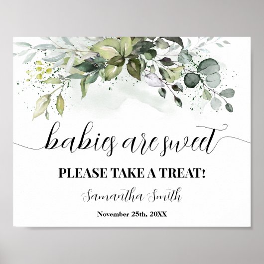 Baby's zijn zoet Neem een Treat Greenery Shower Si Poster (Voorkant)