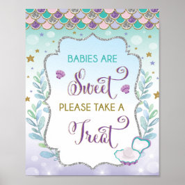 Baby's zijn zoet Neem een Treat Mermaid Party Deco Poster