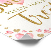 Baby's zijn zoet Neem een Trein roze goudharten Poster (Hoek)