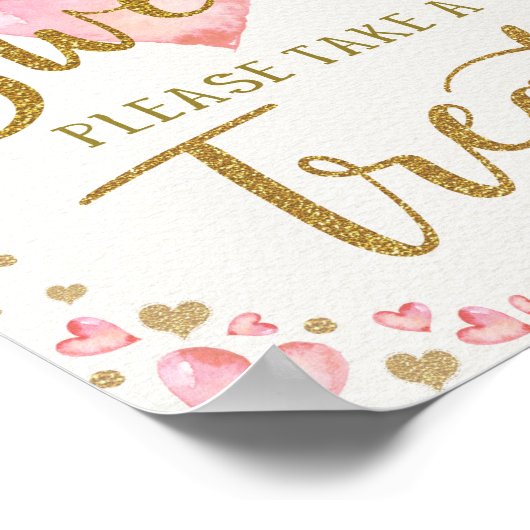 Baby's zijn zoet Neem een Trein roze goudharten Poster (Hoek)