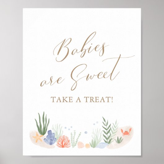 Baby's zijn zoet onder de Baby shower van het Zee Poster (Voorkant)