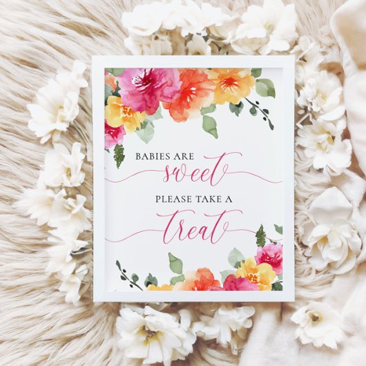 Baby's zijn zoet roze perzik bloemig baby shower poster