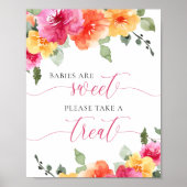 Baby's zijn zoet roze perzik bloemig baby shower poster (Voorkant)