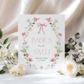 Baby's zijn zoet Wildflower Pink Bow baby shower Poster