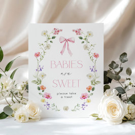 Baby's zijn zoet Wildflower Pink Bow baby shower Poster