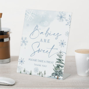 Baby's zijn zoet, winterwonderland baby shower reclamebord met voetstuk