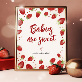 Baby's zijn zoete aardbeien Baby shower teken Poster