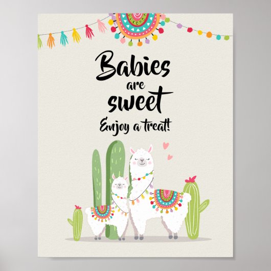 Baby's zijn zoete fiesta lama baby shower bord poster (Voorkant)