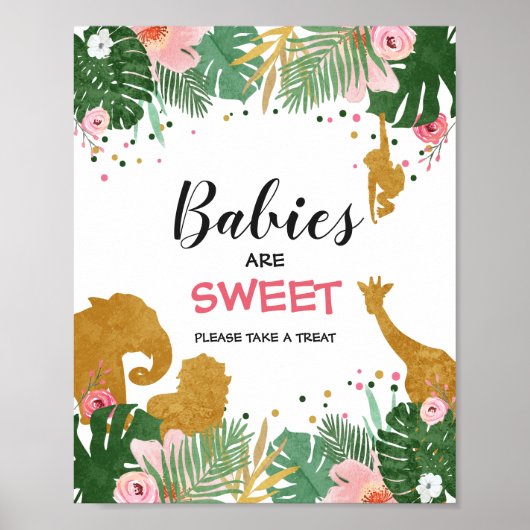 Baby's zijn zoete gebarentzoo Oerwoud Favors Treat Poster (Voorkant)