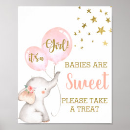 Baby's zijn zoete roze olifant. poster