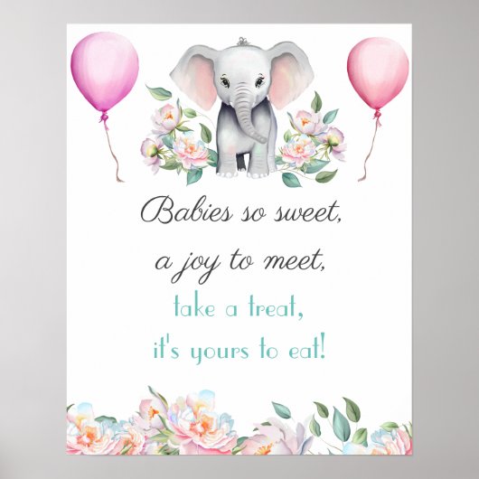 Baby's zo lief trakteren Baby olifant dessert Poster (Voorkant)