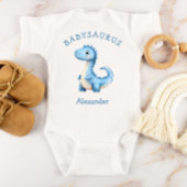 Babysaurus Blue Dinosaur Personalized Boys Romper