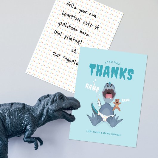 Babysaurus T-rex Blauw Bedankkaart