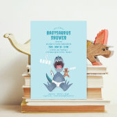 Babysaurus T-rex Blue Baby shower Invitation Kaart