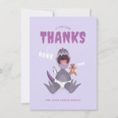 Babysaurus T-rex Paars Bedankkaart (Voorkant)