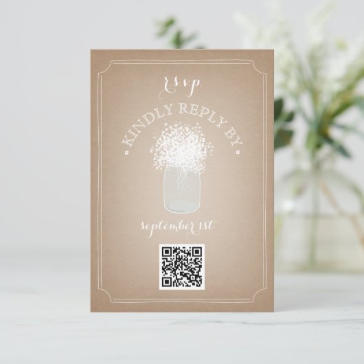 Babyschaatsen Geïnspireerde Mason Jar QR-code RSVP Kaartje (Staand voorkant)