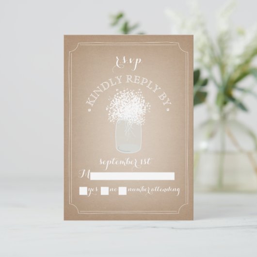 Babyschaatsen geïnspireerde Mason Jar RSVP (Staand voorkant)