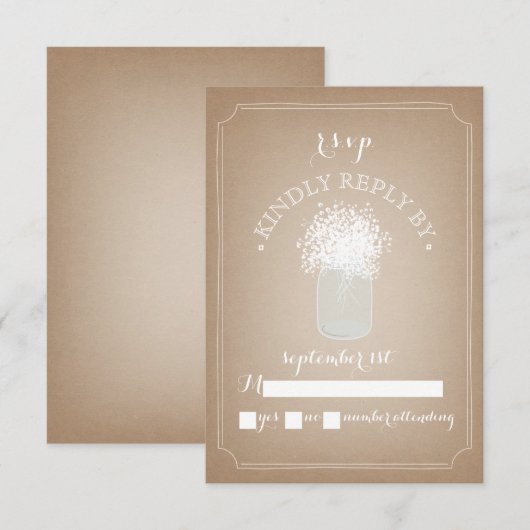 Babyschaatsen geïnspireerde Mason Jar RSVP Kaartje (Voorkant / Achterkant)